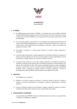 W AWARD 2014 REGULAMENTO 1. O PR&Ecirc;MIO 2. OBJETIVOS 3