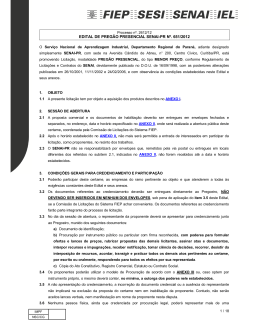 EDITAL DE PREG&Atilde;O PRESENCIAL SENAI-PR N&ordm;. 651/2012
