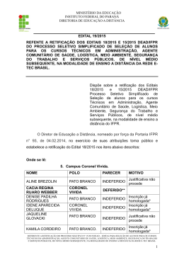 EDITAL 19 - Retifica&ccedil;&atilde;o do Edital 18