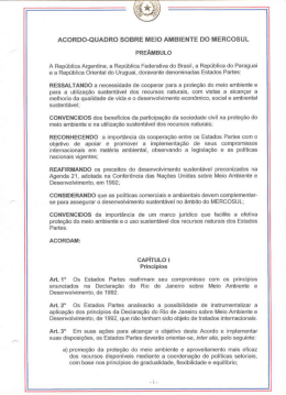 ACORDO-QUADRO SOBRE MEIO AMBIENTE DO MERCOSUL