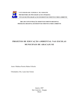 projetos de educa&ccedil;&atilde;o ambiental nas escolas municipais de aracaju/se