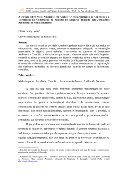 A Not&iacute;cia sobre Meio Ambiente em An&aacute;lise: O