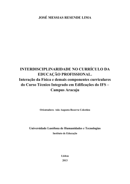 INTERDISCIPLINARIDADE NO CURR&Iacute;CULO DA