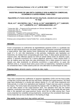 Digestibilidade de uma Dieta Caseira e Dois Alimentos Comerciais