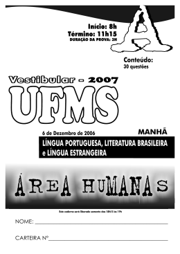 Processo Seletivo UFMS 2007 - Ver&atilde;o
