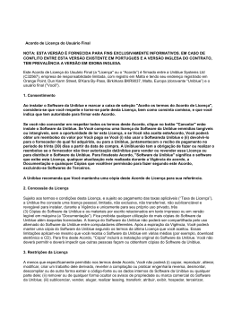 Acordo de Licen&ccedil;a do Usu&aacute;rio Final NOTA: ESTA