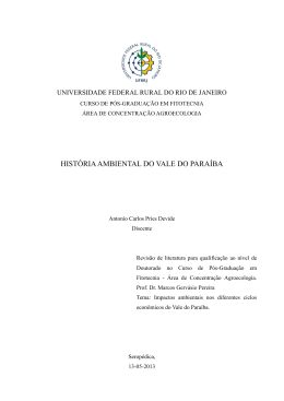 HIST&Oacute;RIA AMBIENTAL DO VALE DO PARA&Iacute;BA