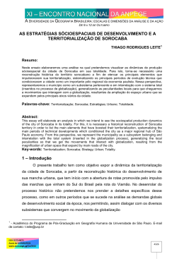 AS ESTRAT&Eacute;GIAS S&Oacute;CIOESPACIAIS DE DESENVOLVIMENTO E A