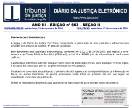 TJ-GO DIÁRIO DA JUSTIÇA ELETRÔNICO - EDIÇÃO 663