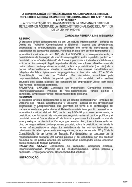 a contrata&ccedil;&atilde;o do trabalhador na campanha eleitoral