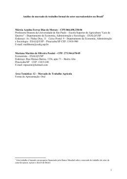 Analysis of the labor market of the Brazilian sugar alcohol sector