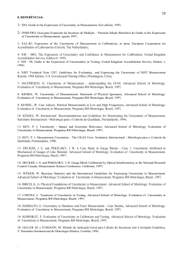8. REFER&Ecirc;NCIAS: 1- ISO, Guide to the Expression of