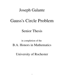 Gauss`s Circle Problem - Mathematics