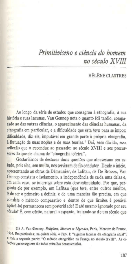 Primitivismo e ci&ecirc;ncia do homem no s&eacute;culo XVIII