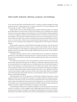 Urban health: landmarks, dilemmas, prospects, and