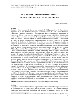 LUIZ ANTÔNIO MONTEIRO LINDENBERG: MEMÓRIAS DA