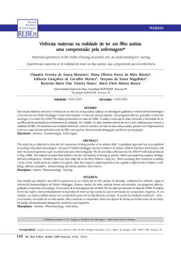 Viv&ecirc;ncias maternas na realidade de ter um filho autista