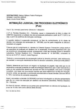 INTIMA&Ccedil;&Atilde;O JUDICIAL EM PROCESSO ELETR&Ocirc;NICO