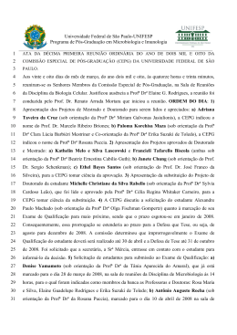 Reuni&atilde;o CEPG - P&oacute;s-Gradua&ccedil;&atilde;o em Microbiologia e Imunologia