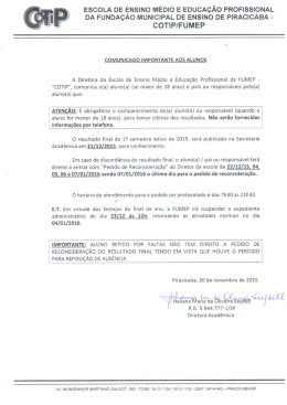 Comunicado sobre Recurso Resultado de Final de Ano