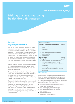 Making the case: improving health through transport