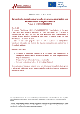 Newsletter Nº 1, Abril 2014 Competências Vocacionais