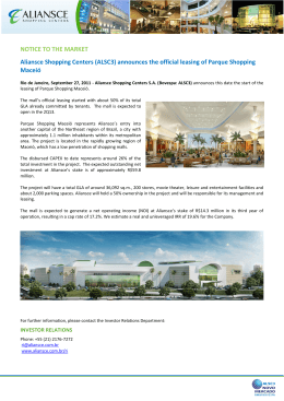 announces the official leasing of Parque Shopping Maceió