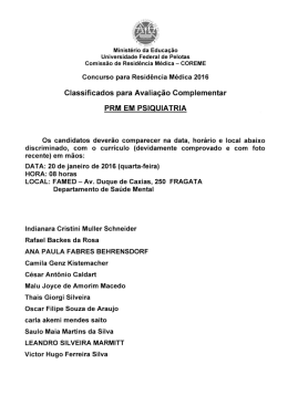 avaliação complementar prm psiquiatria