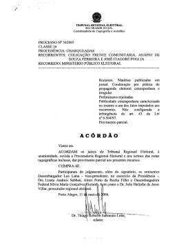 PROcEs so NQ 542005 CLAs sE 16 - Tribunal Regional Eleitoral do