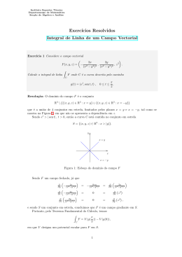Exerc&acute;ıcios Resolvidos Integral de Linha de um Campo Vectorial