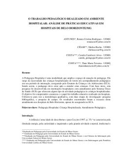 o trabalho pedag&oacute;gico realizado em ambiente hospitalar