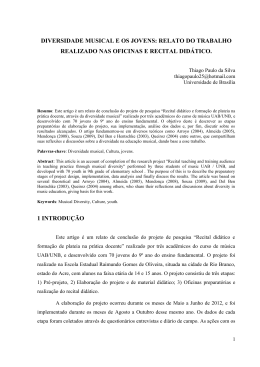 diversidade musical e os jovens: relato do trabalho realizado