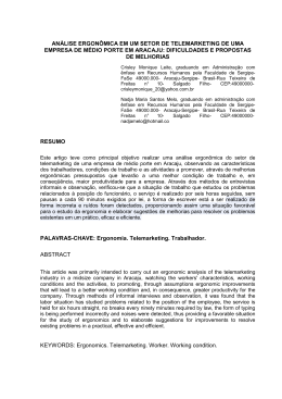 an&aacute;lise ergon&ocirc;mica em um setor de telemarketing de uma empresa