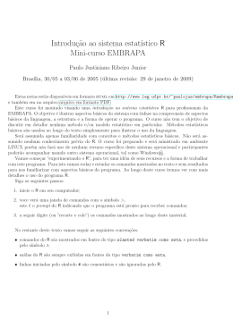 Introdu&ccedil;&tilde;ao ao sistema estat&acute;ıstico R Mini