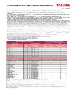 TOSHIBA ＦｌａｓｈＡｉｒ W-03 Class10 Operation checked device list