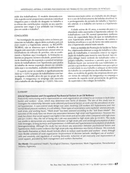 Hipertens&atilde;o Arterial e Fatores Psicossociais no Trabalho