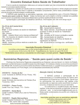 Encontro Estadual Sobre Sa&uacute;de do `li`rabalhador