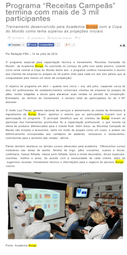 Programa “Receitas Campeas termina com mals de 3 m|l