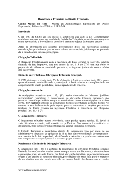 Decad&ecirc;ncia e Prescri&ccedil;&atilde;o no Direito Tribut&aacute;rio