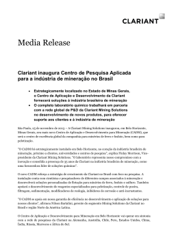 MEDIA RELEASE_CLARIANT INAUGURA CENTRO DE PESQUISA