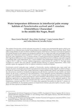 Water temperature differences in interfluvial palm swamp habitats of