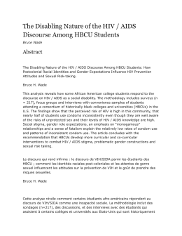 The Disabling Nature of the HIV / AIDS Discourse Among HBCU