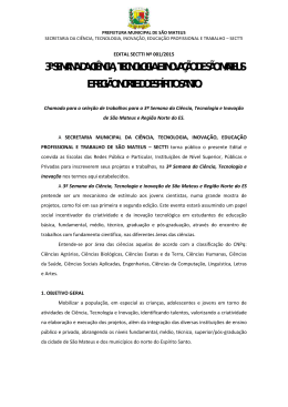 Edital 3&ordf; Semana de Ci&ecirc;ncia, Tecnologia e Inova&ccedil;&atilde;o