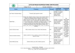 RG. 22 Lista de Produtos Produtores Certificados rev. 00 30.09.2014