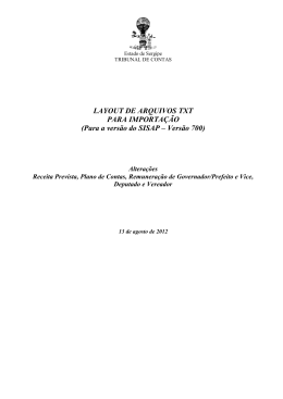 LAYOUT DE ARQUIVOS TXT PARA IMPORTA&Ccedil;&Atilde;O (Para a vers&atilde;o