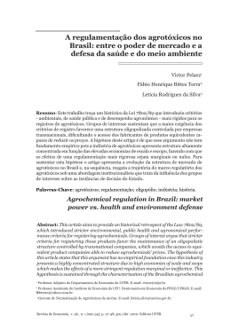A regulamenta&ccedil;&atilde;o dos agrot&oacute;xicos no Brasil