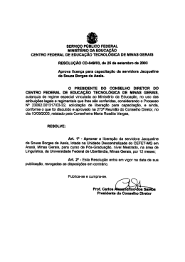 Aprova licen&ccedil;a para capacita&ccedil;&atilde;o da servidora - CEFET