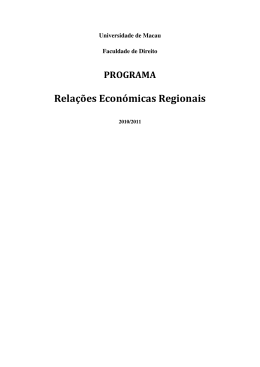PROGRAMA Relações Económicas Regionais
