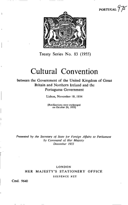 Cultural Convention - UK Treaties Online