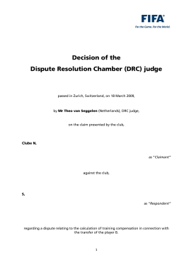 Decision of the Dispute Resolution Chamber (DRC) judge